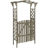  Pergola s vratima 116 x 40 x 204 cm siva od masivne jelovine u