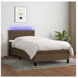  Box spring postelja z vzmetnico LED temno rjava 100x200cm blago | Shoptok.si