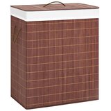  Košara za rublje od bambusa s 2 odjeljka smeđa 100 L | shoptok.hr