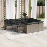 vidaXL 11-dijelni set vrtnih sofa od poliratana s jastucima sivi Cijene