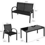 Vrt 4-dijelni set nog namještaja, ni namještaj, ni set za sjedenje, grupa za sjedenje, set za sjedenje, crna | shoptok.hr