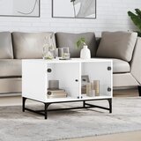  Stolić za kavu sa staklenim vratima bijeli 68,5 x 50 x 50 cm | Eponuda.com