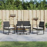  5-dijelni vrtni blagovaonski set s jastucima crni od PP ratana | shoptok.hr