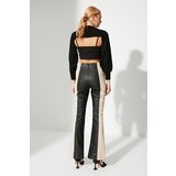 Trendyol Black Flare Woven Color Block Slit Faux Leather Pants | Eponuda.ba