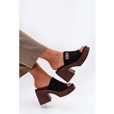 VINCEZA Ladies Sandals On Chunky Heel With Golden Detail | Shoptok.si