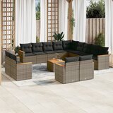 vidaXL 14-dijelni set vrtnih sofa od poliratana s jastucima sivi | shoptok.hr