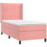  box spring s madracem LED ružičasti 90x190 cm baršunasti | shoptok.hr