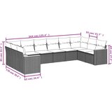  10-dijelni set vrtnih sofa s jastucima crni od poliratana | shoptok.hr