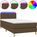 vidaXL Box spring postelja z vzmetnico LED temno rjava 80x200 cm blago, (20937622) Cene