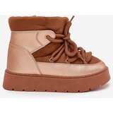 Boto Low Women’s Snow Boots Lined With Fur And Thick Laces Camel Xarina | ePonuda.com