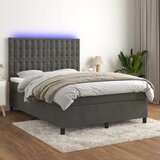  box spring s madracem LED tamnosivi 140x200 cm baršun | shoptok.hr