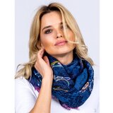 Fashion Hunters Airy dark blue scarf with a folk pattern | shoptok.hr
