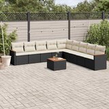  10-dijelni set vrtnih sofa s jastucima crni od poliratana | shoptok.hr