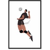  Slika - Volleyball Player on a White Background - Illustration 40x60 U crnom drvenom okviru | shoptok.hr