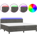 The Living Store Box spring postelja z vzmetnico LED temno siva 200x200 cm žamet - Box Spring Postelja, (21492154) | Shoptok.si