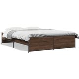  The Living Store Posteljni okvir rjav hrast 160x200 cm inženirski les in kovina - Posteljni Okvir, (21532059) | Shoptok.si