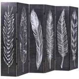  Sklopiva sobna pregrada s uzorkom pera 228 x 170 cm crno-bijela | shoptok.hr