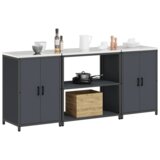 vidaXL Kuhinjski set za pohranu 3 pcs Antracit 210 x 50 x 92 cm | shoptok.hr