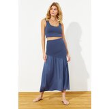 Trendyol Premium Indigo Textured Fabric Detail Maxi Skirt | shoptok.hr