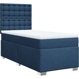 vidaXL Box spring postelja z vzmetnico modra 90x200 cm blago | Shoptok.si