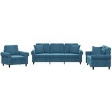 VidaXL 3-dijelni set sofa s jastucima plavi baršunasti VidaXL 3-dijelni set sofa s jastucima plavi baršunasti Slike