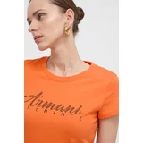 Armani Exchange Bombažna kratka majica oranžna barva
