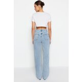 Trendyol Blue Waist Detailed High Waist 90's Wide Leg Jeans | shoptok.hr