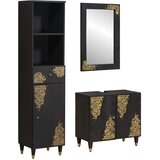 Set ormarića za kupaonicu Zidne 3 pcs Crna Čvrsto drvo manga | shoptok.hr