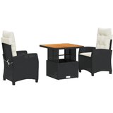  3-dijelni vrtni blagovaonski set s jastucima od poliratana crni Crna Dužina stola 80 cm | shoptok.hr
