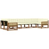 vidaXL Zunanja garnitura za sedenje z blazino 7 pcs Naravna in smetana, (5000273364) | Shoptok.si