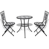 3-dijelni bistro set s keramičkim pločicama crno-bijeli | Eponuda.com