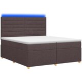  Boxspring krevet s madracem Tamno smeđa 200 x 200 cm Tkanina | shoptok.hr