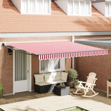 vidaXL avtomatska zložljiva tenda rdeče in bele črte 400x300 cm Cene