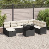vidaXL Set vrtnih sofa od 9 komada s jastucima crni poli ratan Cijene