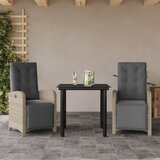 vidaXL Bistro garnitura 3-delna z blazinami svetlo siv poli ratan Cene