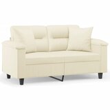 vidaXL Kavč dvosed z okrasnimi blazinami krem 120 cm umetno usnje, (20926083) Cene