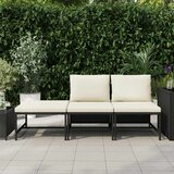  3-dijelni vrtni set sofa od poliratana s jastucima crni | shoptok.hr