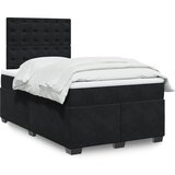 The Living Store Box spring postelja z vzmetnico črna 120x190 cm žamet - Box Spring Postelja, (21428192) Cene