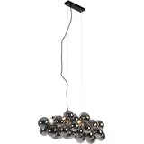 QAZQA Smart hanglamp zwart met smoke glas 8-lichts incl. 8 Wifi G9 - Uvas Cene