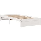  Posteljni okvir z vzglavjem bel 90x200 cm trdna borovina, (21311138) | Shoptok.si