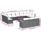  Vrtni set s jastucima, 14 dijelova, sivi poliratan | shoptok.hr