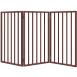 vidaXL Vrata za pse zložljiva 3 paneli rjava 150 cm topolovina | Shoptok.si