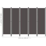 Sobna pregrada s 5 panela antracit 250 x 180 cm | shoptok.hr