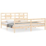 The Living Store Posteljni okvir z vzglavjem 200x200 cm trden les - Posteljni Okvir, (21529571) | Shoptok.si