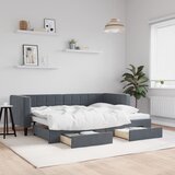 vidaXL Izvlečna dnevna postelja s predali temno siva 80x200 cm žamet | Shoptok.si