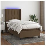  Box spring postelja z vzmetnico LED temno rjava 80x200 cm blago | Shoptok.si