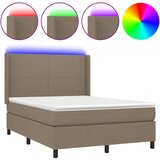  Box spring postelja z vzmetnico LED taupe 140x200 cm blago, (20899809) | Shoptok.si