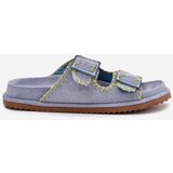 Boto Ladies Slippers With Buckles And Decorative Edging Blue Visley | shoptok.hr