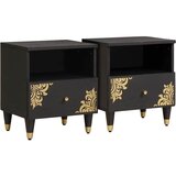 vidaXL Noćni ormar 2 pcs Crna 40 x 33 x 46 cm Čvrsto drvo manga Cijene