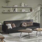 The Living Store Kavč dvosed z ležiščem črno umetno usnje - Raztegljiv Kavč, (21661495) | Shoptok.si